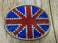 British Union Jack England British Flag Red Blue White Rhinestone Belt Buckle