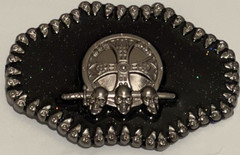 Skull Skeleton Head Metal Belt Buckle Biker Style Silver Tone Claws Cross Gothic
