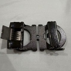 Designer Style Double Ring Belt Buckle Gunmetal Silver Tone Hinged Clamp