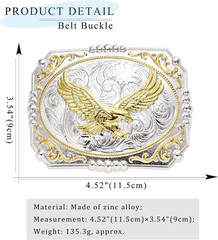 Vintage Belt Buckles for Men, Golden Soaring Eagle Bull Large Western Belt Buckl