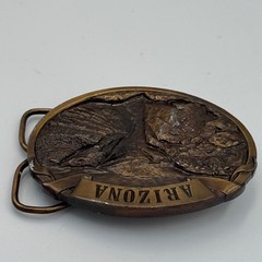 Vintage Arizona Grand Canyon Belt Buckle 3D Relief Western Brass Tone Oval