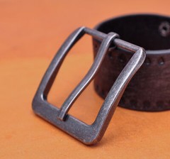 46mm Retro Silver Two-Tone Heavy Square Wide Single Prong Pin Clips Belt Buckle