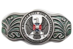 Men Women Silver Metal Belt Buckle Long Los Angeles LA Fire Department Flag 1888