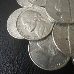 Vintage Handmade US Jefferson Nickel Coin Belt Buckle Silver Tone Size M Western