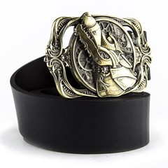 Belt buckle Steampunk Wolf, Solid brass sculptural victorian art wolf belt buckl