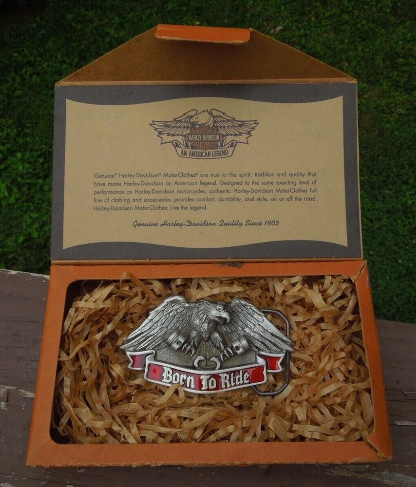 1992 The Great American Belt Buckle Harley-Davidson Born to Ride Eagle w/ Box