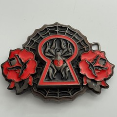 Heavy Metal Buckles Spider Keyhole Rose Belt Buckle