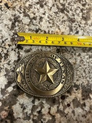 The State of Texas Star Belt Buckle, Brass, Never Worn