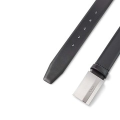 BOSS Men&rsquo;s Black Italian Leather Belt with Buckle and Logo