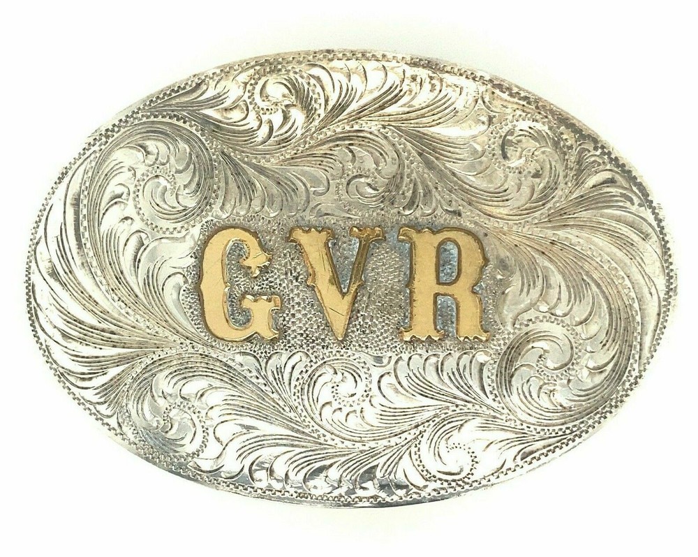 Sterling Silver The Westerner Reno Nevada Belt Buckle GVR Gold Overlay