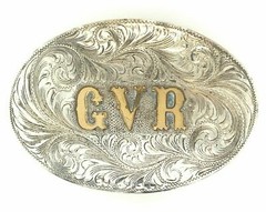 Sterling Silver The Westerner Reno Nevada Belt Buckle GVR Gold Overlay