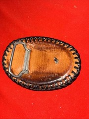 Vintage Handmade Handtooled Leather Belt Buckle By B Miller-Estate Find