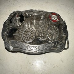 FIREFIGHTERS OF AMERICA 113 Limited Edition Belt Buckle USA Pewter Fire Engine