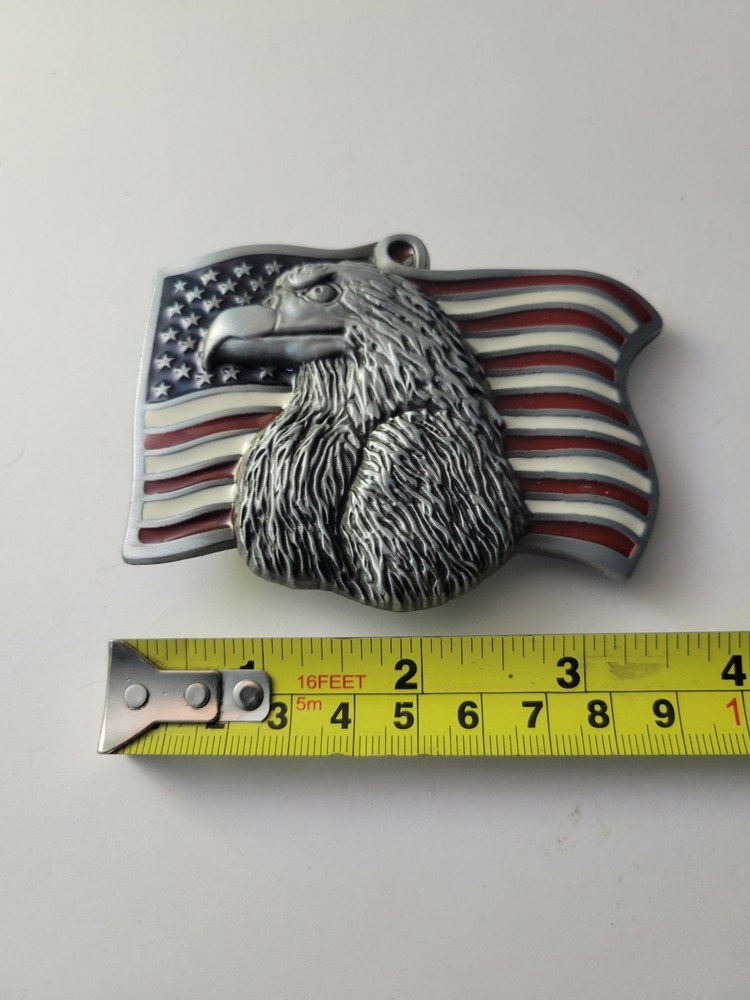 American Flag With Eagle Head Belt Buckle
