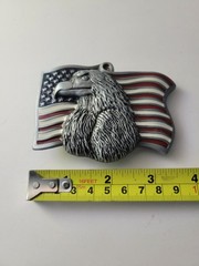 American Flag With Eagle Head Belt Buckle