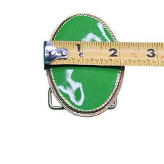 Green Enamel Oval Men&rsquo;s Belt Buckle Gold Tone FORNASH