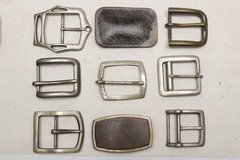 Lot of 9 Assorted Belt Buckles 1.5” Silvertone Brass Nickel Leather Crafter