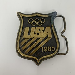 Vintage 1980 USA Olympic Brass Belt Buckle Bergamot Brass Works Collectible
