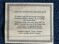200th Anniversary of the Constitution Buckle And Belt -Great American Buckle Co