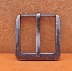 46mm Retro Silver Two-Tone Heavy Square Wide Single Prong Pin Clips Belt Buckle