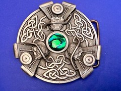 Celtics Knot with Centered Green Stone Gothic Punk 2005 Bergamot Belt Buckle