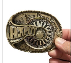 Vintage Jackpot Solid Brass Spinning Belt Buckle Collectible