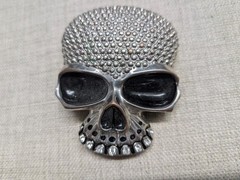 vintage Y2K belt buckle SKULL chrome metal STUDDED skeleton PUNK tripp hot topic