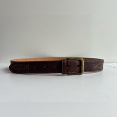 Brown Buffalo Leather Belt Cuero de Búfalo Brass Buckle Size 110 /47.5&Prime; x 1-3/8&Prime;