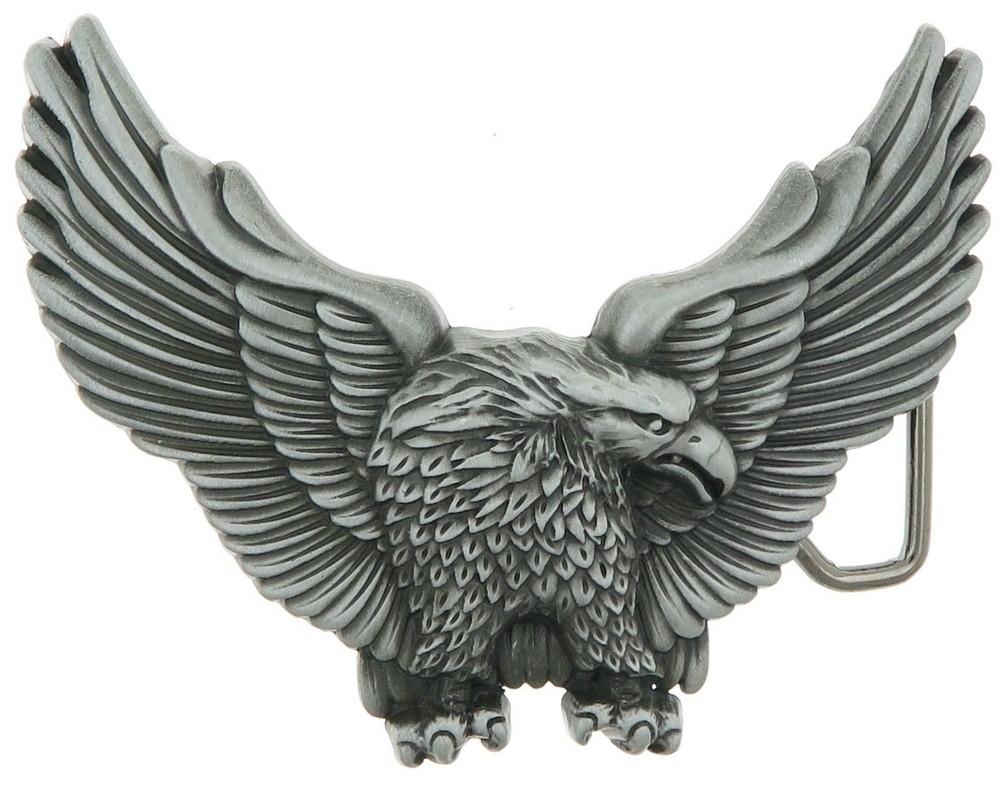 Western American Eagle Silver Plated Metal Belt Buckle