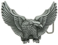 Western American Eagle Silver Plated Metal Belt Buckle