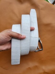 3.8CM White 100% Genuine Exotic Leather Skin Men Belt Buckle-Handmade-Customize