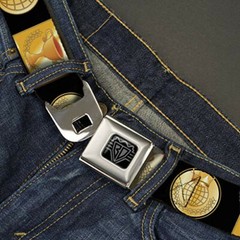 Buckle-Down Men&rsquo;s Seatbelt Belt Champion Kids, Icons Black/Golds, 1.0&Prime; Wide-20-3