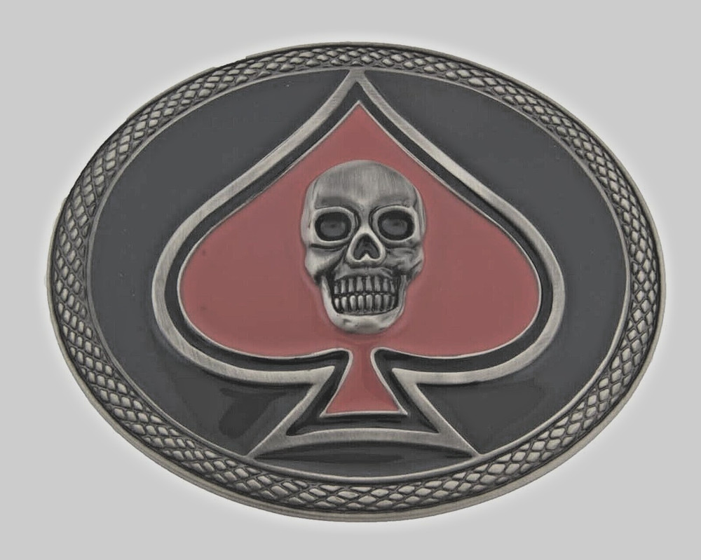 Skull Belt Buckles Tattoo Tribal Skeleton Halloween Vintage Ace Spade Lucky Goth