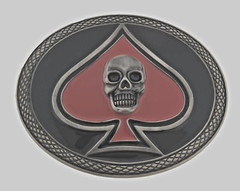Skull Belt Buckles Tattoo Tribal Skeleton Halloween Vintage Ace Spade Lucky Goth