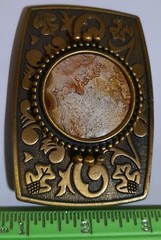 Vintage Belt Buckle Natural PolishedCrazy Lace Agate Stone Center Quality Piece!