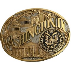 Belt Buckle Washington DC Award Design US Motif First Edition 24K Gold Vintage