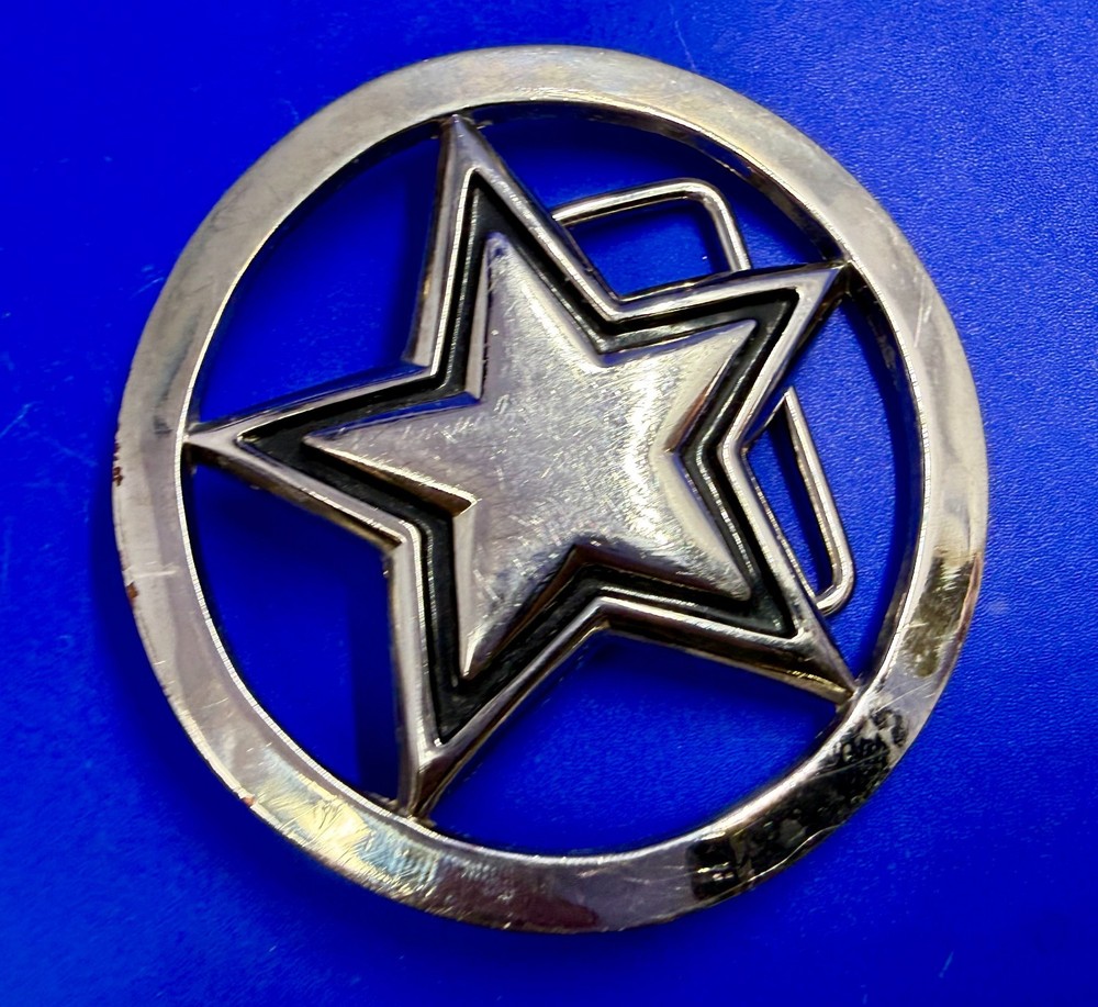 Famous Stars & Straps Five Point Star Logo See-Trough Silver Color Belt Buckle