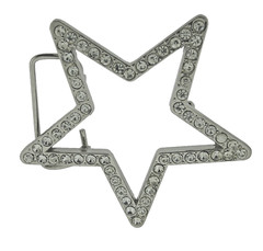 New Men Big Silver Metal Star Belt Buckle Rhinestone Blinged Style Cowgirl Rodel