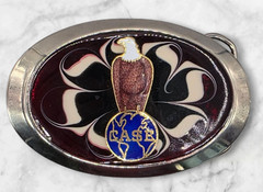 Case Belt Buckle Old Abe Bald Eagle & Globe Trademark Red Cloisonne READ
