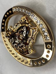 Gold Medusa Head Belt Buckle Greek Key Crystal Oval