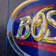 Vintage Boston Belt Buckle 1977 Pacifica Mfg Metal Gold Tone Blue Red