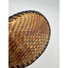 Don Johnson Handcrafted Snakeskin Leather Whipstitch Oval Belt Buckle Brown Tan