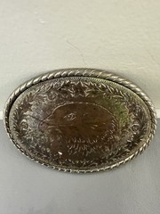 Belt Buckle – Oval Shaped With Engraved Eagled – Made in USA