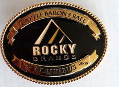 2006 brass Rocky Brands Cattle Baron&rsquo;s Ball Columbus belt buckle 4&Prime; long