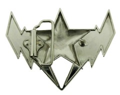 Star Belt Buckle Silver Metal Lightning Bolt Chrome Tattoo Gothic New Men Women