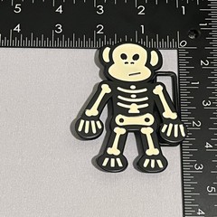 Skeleton Monkey Belt Buckle Black Cream Enamel Metal Novelty Accessory Retro