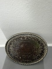 Belt Buckle – Oval Shaped With Engraved Eagled – Made in USA
