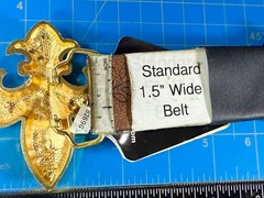 Fleur de Lis with Clear Rhinestone Gold Color Figural Belt Buckle by Hot Buckles
