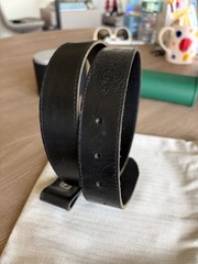 RARE! BWL BILL WALL LEATHER CUSTOM LEATHER BELT W/ STERLING SILVER CROSS SNAP