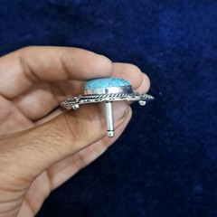 Natural Turquoise Silver Plated Belt Buckle Handmade Blue Gemstone Western Boho